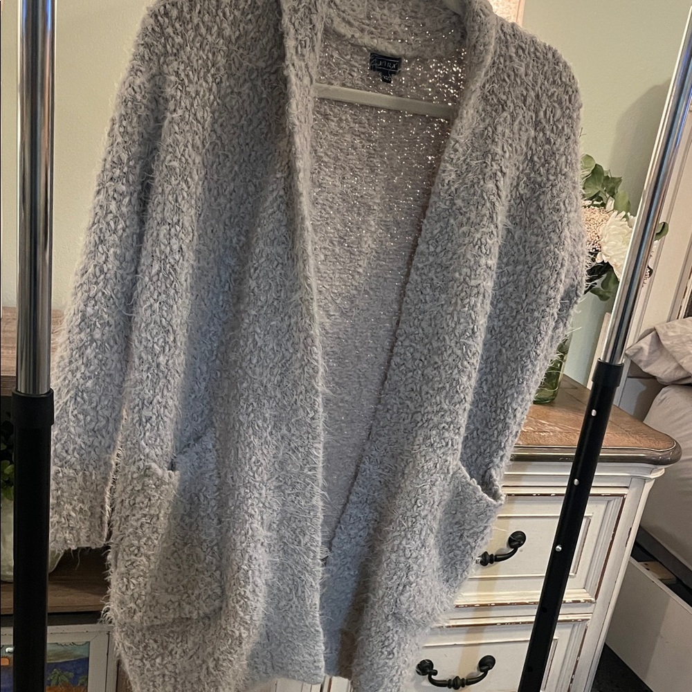 Soft Gray Textured Cardigan